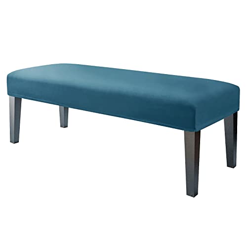 JHLD 1 Stück Universal-Bezug für Esszimmer-Bank, Samt Bezug für Esszimmerstuhl Stretch Dining Bench Cover für Esszimmer weiche Spandex Stuhlhussen Für Wohnzimmer Schlafzimmer -Pfauenblau-1 Stück von JHLD