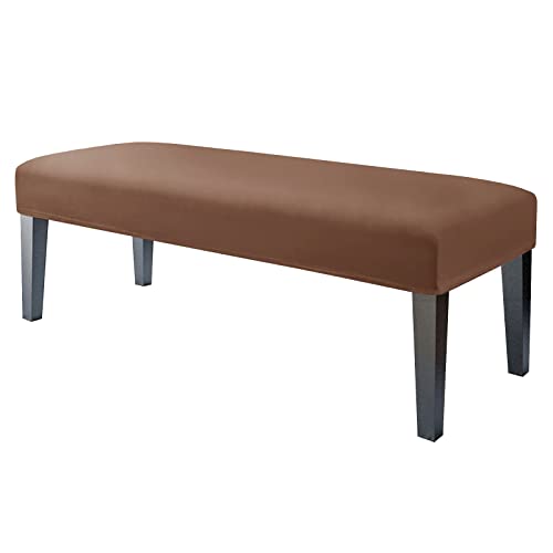 JHLD 1 Stück Universal-Bezug für Esszimmer-Bank, Samt Bezug für Esszimmerstuhl Stretch Dining Bench Cover für Esszimmer weiche Spandex Stuhlhussen Für Wohnzimmer Schlafzimmer -Tiefer Kaffee-1 Stück von JHLD