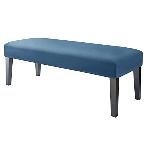 JHLD 1 Stück Universal-Bezug für Esszimmer-Bank, Samt Bezug für Esszimmerstuhl Stretch Dining Bench Cover für Esszimmer weiche Spandex Stuhlhussen Für Wohnzimmer Schlafzimmer -blau-1 Stück von JHLD