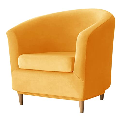 JHLD 2 Stück Stretch Sesselschoner, Sesselüberwurf Samt weiche Sesselbezug Abnehmbare Waschbar Für Wohnzimmer -Gold-2 Stücke von JHLD