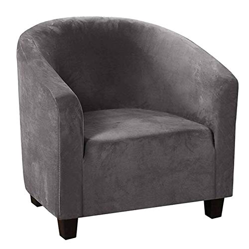 JHLD Clubsessel Sofabezug Schonbezug, Stretch Sofahusse Tub Stuhl Sessel Sofabezug Samt Stoff Weich Rutschfes Abwaschbar Für Bar Wohnzimmer-grau-1-Sitzer von JHLD