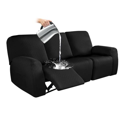 JHLD Ruhesessel Bezug Wasserdicht, 1/2/3 Sitzer Relaxsessel Bezug Stretch Ruhesessel Bezüge Mit Seitentasche Sofa Überwürfe Mit Elastischem Boden-Schwarz-3 Sitzer von JHLD
