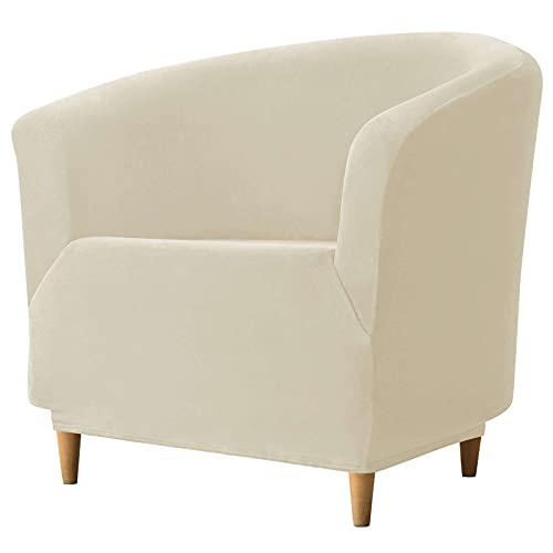 JHLD Samt Club Chair Schonbezug, Weiche Schonbezug Für Clubsessel Stretch Tub Club Stuhlbezüge Sofahusse Für Wohnzimmer Schlafzimmer-Beige-Clubsessel von JHLD