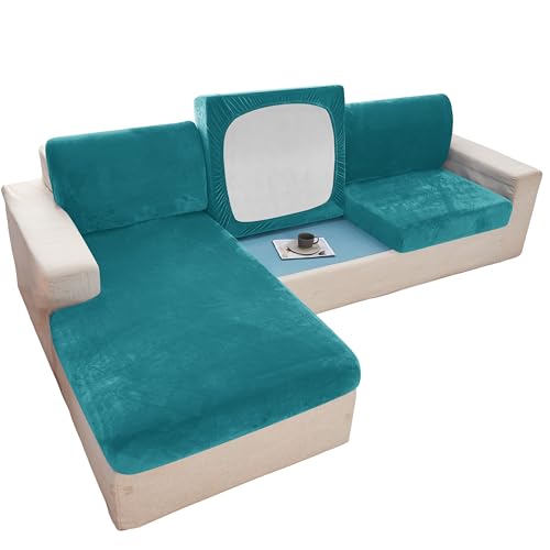 JHLD Samt Sofa Sitzkissenbezug, L-Form Sitzkissenschutz Sofasitzbezug Waschbar Sofabezug L Form-Blaugrün-3 Sitzer JHLD Samt Sofa Sitzkissenbezug, L-Form Sitzkissenschutz Sofasitzbezug Waschbar Sofabezug L Form-Blaugrün-3 Sitzer von JHLD