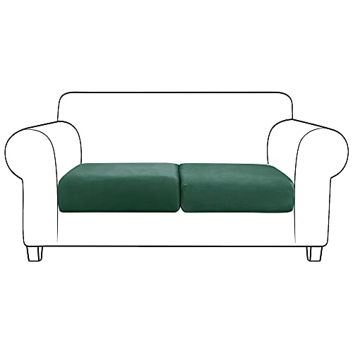 JHLD Samt Sofa Sitzkissenbezug, Stretch Sitzkissenschutz Elastische Sofa-Sitzkissenbezüge Sofa-Sitzkissenbezug Abnehmbare Waschbar Für Stuhl, Liebessitz-Grün B.-2 Stück von JHLD