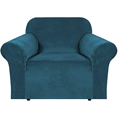 JHLD Samt Sofabezug, Stretch Sofa Überwürfe Elastische Sofahusse Weiche Maschinenwaschbar Couchbezug Zum 2 Sitzer 3 Sitzer-Blaugrün-Klein von JHLD