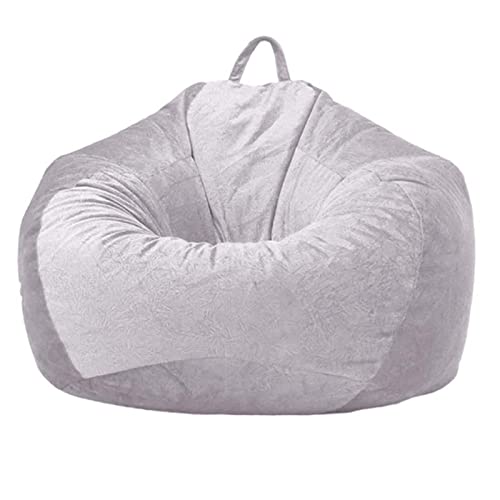 JHLD Sitzsack-Sesselbezug (Ohne Füllung), Extra Große Sitzsack Stuhlbezug Plüsch Weiche Sofabezug Sitzsack Hülle Für Kinder Und Erwachsene-hellgrau-100x120 cm von JHLD