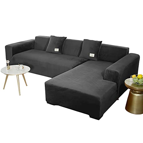 JHLD Sofabezug L Form, Stretch Sofabezug Samt L-förmiger Sofabezug Weiche Anti-rutsch Sofa Überwürfe Für Ecksofa-schwarz-4 Sitzer+4 Sitzer JHLD Sofabezug L Form, Stretch Sofabezug Samt L-förmiger Sofabezug Weiche Anti-rutsch Sofa Überwürfe Für Ecksofa-schwarz-4 Sitzer+4 Sitzer von JHLD