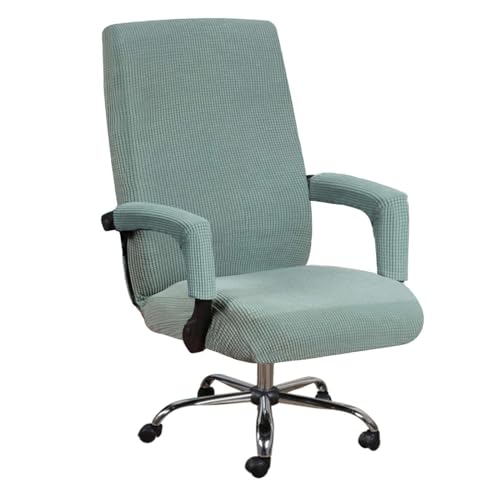 JHLD Spandex Bürostuhl Bezug, Stretch Bezug Für Bürostuhl Jacquard Drehstuhl Bezug Mit Reißverschlüssen Abnehmbare Waschbar Für Computer Chair-Grün-Large von JHLD