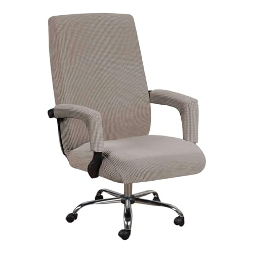 JHLD Spandex Bürostuhl Bezug, Stretch Bezug Für Bürostuhl Jacquard Drehstuhl Bezug Mit Reißverschlüssen Abnehmbare Waschbar Für Computer Chair-Taupe-Large von JHLD