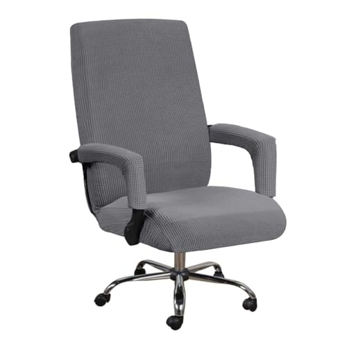 JHLD Spandex Bürostuhl Bezug, Stretch Bezug Für Bürostuhl Jacquard Drehstuhl Bezug Mit Reißverschlüssen Abnehmbare Waschbar Für Computer Chair-grau-XL von JHLD