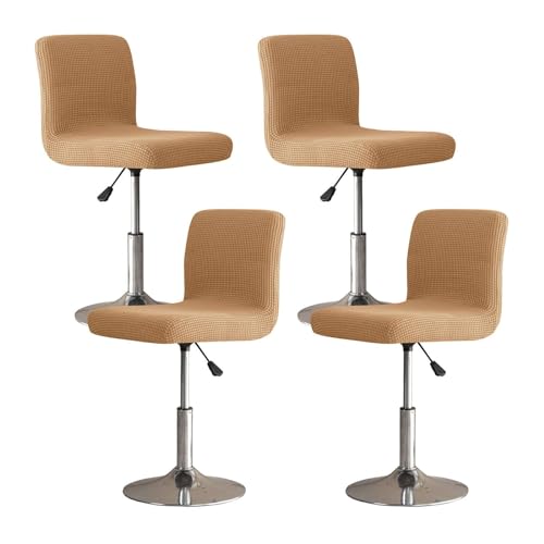 JHLD Stretch Bar Stuhlhussen, Weiche Spandex Barhocker Abdeckung Kariert Stuhlhussen Mit Elastischem Boden Maschinenwaschbar-Leichter Kaffee-4er Set von JHLD