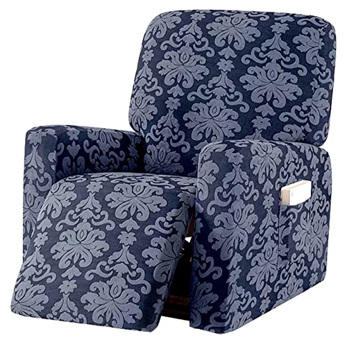 JHLD Stretch Ruhesessel Bezug, Jacquard 8 Stück Relaxsessel Bezug 6 Stück Ruhesessel Bezüge Sesselbezug Relaxsessel Für Wohnzimmer-grau Blau-1 Sitzer von JHLD