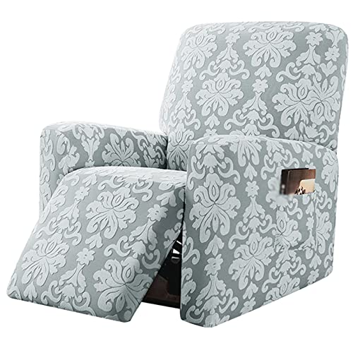 JHLD Stretch Ruhesessel Bezug, Jacquard 8 Stück Relaxsessel Bezug 6 Stück Ruhesessel Bezüge Sesselbezug Relaxsessel Für Wohnzimmer-hellgrau-1 Sitzer von JHLD