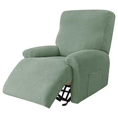 JHLD Stretch Sesselbezug Relaxsessel, 4 Stück Ruhesessel Bezug Jacquard Relaxsessel Bezug Anti-rutsch Ruhesessel Bezüge Abnehmbare Waschbar Für Wohnzimmer-Grün-1 Sitzer von JHLD