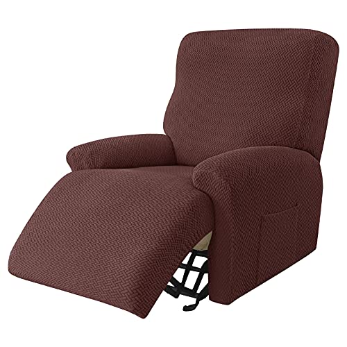 JHLD Stretch Sesselbezug Relaxsessel, 4 Stück Ruhesessel Bezug Jacquard Relaxsessel Bezug Anti-rutsch Ruhesessel Bezüge Abnehmbare Waschbar Für Wohnzimmer-Kaffee-1 Sitzer von JHLD