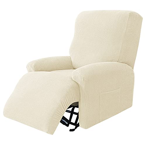 JHLD Stretch Sesselbezug Relaxsessel, Jacquard Ruhesessel Bezug 4 Stück Weiche Ruhesessel Bezüge Relaxsessel Bezug Abnehmbare Waschbar Für Wohnzimmer-Beige-Ruhesessel von JHLD