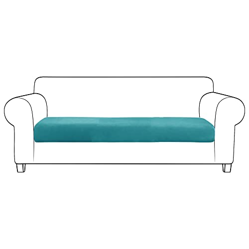 JHLD Stretch Sofa Sitzkissenbezug, Groß Samt Sitzkissenschutz Sofa-Sitzkissenbezüge Maschinenwaschbar Sofa-Sitzkissenbezug Für Wohnzimmer-Blaugrün-4-Sitzer von JHLD