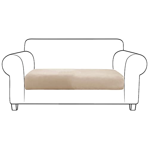 JHLD Stretch Sofa Sitzkissenbezug, Groß Samt Sitzkissenschutz Sofa-Sitzkissenbezüge Maschinenwaschbar Sofa-Sitzkissenbezug Für Wohnzimmer-Kamel-2 Sitze von JHLD