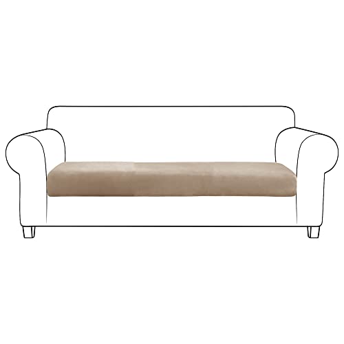 JHLD Stretch Sofa Sitzkissenbezug, Groß Samt Sitzkissenschutz Sofa-Sitzkissenbezüge Maschinenwaschbar Sofa-Sitzkissenbezug Für Wohnzimmer-Taupe-3-Sitzer von JHLD