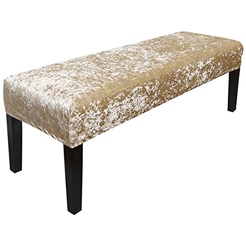 JHLD Stretch Universal-Bezug Für Esszimmer-Bank, Samt Dining Bench Cover Für Esszimmer Elastische Bezug Für Esszimmerstuhl Weiche Stuhlhussen Abnehmbare Waschbar Für Wohnzimmer-Champagner-Groß von JHLD