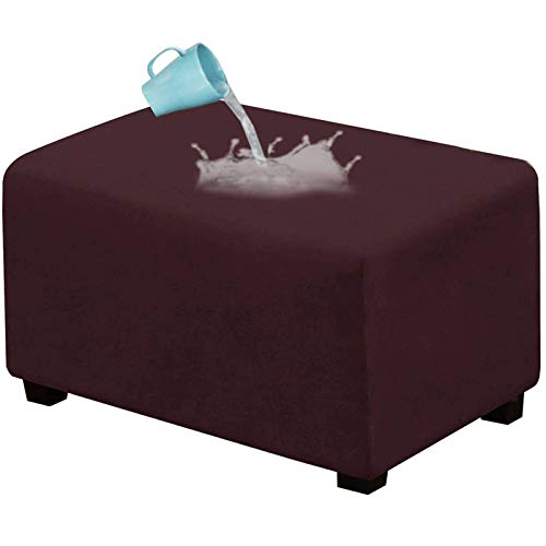 JHLD wasserdichte Ottomane Schonbezug Stretch, Rectangle Wildleder Hockerbezug Herausnehmbar Pedalschutzhülle Für Wohnzimmer-braun-Large von JHLD
