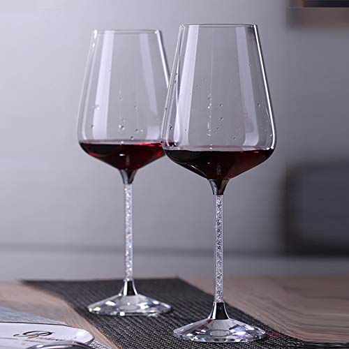 JHM-Gehoben Rot Weinglas Borosilikatglas Weingläser Cup Stiel Mit Strass Gefüllt Funkelnd Ändert Die Farbe Nicht 480 Ml von JHM