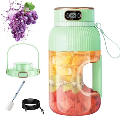 3-in-1-USB-aufladbarer Tragbarer Mixer Mit Digitaler Anzeige – Multifunktionaler Smoothie-Becher For Unterwegs Im Fitnessstudio Zu Hause Oder Im Freien(Green,Single cup double lid) von JHOMHF