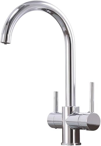 JHOMHF 3-Wege-Mischbatterie for Die Küchenspüle 3-in-1-Wasserfilterhahn Messing Heißes Und Kaltes Direkttrinkwasser Verchromter Wasserhahn for Küchenspüle(Style2) von JHOMHF
