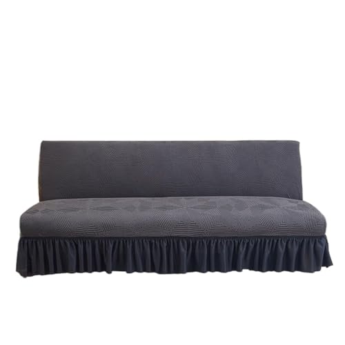 JHOMHF Armloser Futonbezug mit Rüschenrock Stretch Jacquard Sofabezug waschbarer Möbelschutz for Wohnzimmer und Schlafzimmer(Grey,Large) von JHOMHF
