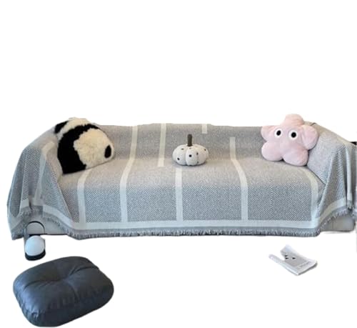 JHOMHF Chenille Überwurf mit Fischgrätenmuster weicher atmungsaktiver Ganzjahres Möbelschutz langlebiger stilvoller Sofabezug for das Wohnzimmer(Black,70.9 x 102.4 in) von JHOMHF
