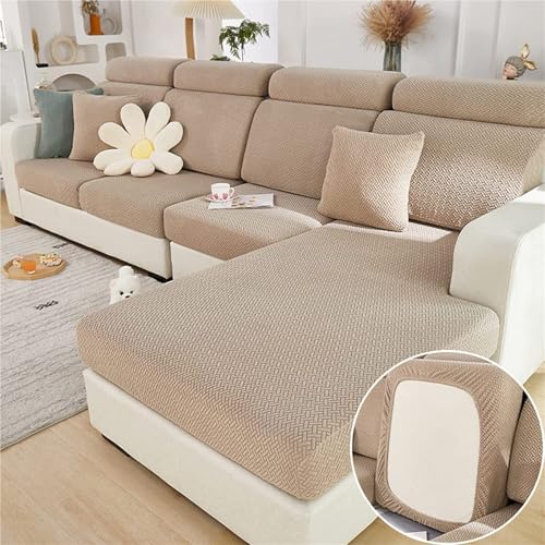 JHOMHF Dehnbare waschbare Sofabezüge universelle Passform for Anbausofas Liegesessel Zweisitzer Rutschfester Möbelschutz(Coffee,Seat Cover) von JHOMHF