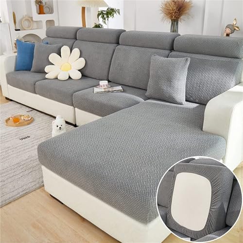 JHOMHF Dehnbare waschbare Sofabezüge universelle Passform for Anbausofas Liegesessel Zweisitzer Rutschfester Möbelschutz(Grey,Back Cover M) von JHOMHF