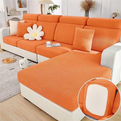 JHOMHF Dehnbare waschbare Sofabezüge universelle Passform for Anbausofas Liegesessel Zweisitzer Rutschfester Möbelschutz(Orange,Back Cover M) von JHOMHF