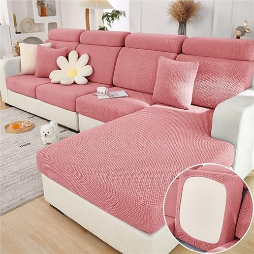 JHOMHF Dehnbare waschbare Sofabezüge universelle Passform for Anbausofas Liegesessel Zweisitzer Rutschfester Möbelschutz(Pink,Back Cover M) von JHOMHF