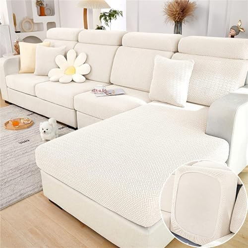 JHOMHF Dehnbare waschbare Sofabezüge universelle Passform for Anbausofas Liegesessel Zweisitzer Rutschfester Möbelschutz(White,Back Cover M) von JHOMHF