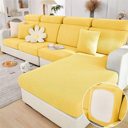 JHOMHF Dehnbare waschbare Sofabezüge universelle Passform for Anbausofas Liegesessel Zweisitzer Rutschfester Möbelschutz(Yellow,Back Cover M) von JHOMHF