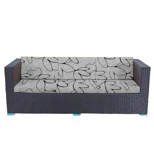 JHOMHF Elastische Stretch Rattan Kissenbezüge wasserdichte Sitzbezüge for Gartenmöbel mit weichem Stoff for Terrassen-Gartensofas(Color2,3PCs) von JHOMHF