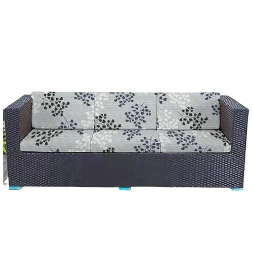 JHOMHF Elastische Stretch Rattan Kissenbezüge wasserdichte Sitzbezüge for Gartenmöbel mit weichem Stoff for Terrassen-Gartensofas(Color4,3PCs) von JHOMHF