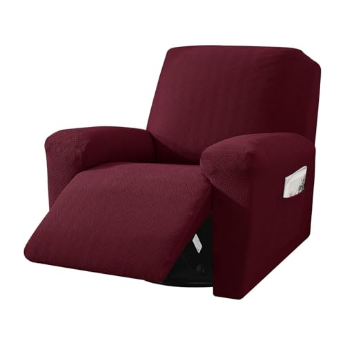 JHOMHF Elastischer Jacquard-Sofabezug für 1-, 2- und 3-Sitzer-Sofas, elastischer Möbelschutz, universelle Passform (Wine Red, 1-Sitzer) von JHOMHF