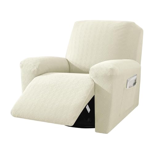 JHOMHF Elastischer Sofabezug, Jacquard, für 1-, 2-, 3-Sitzer-Sofas, elastisch, universelle Passform (Cremefarben, 1-Sitzer) von JHOMHF