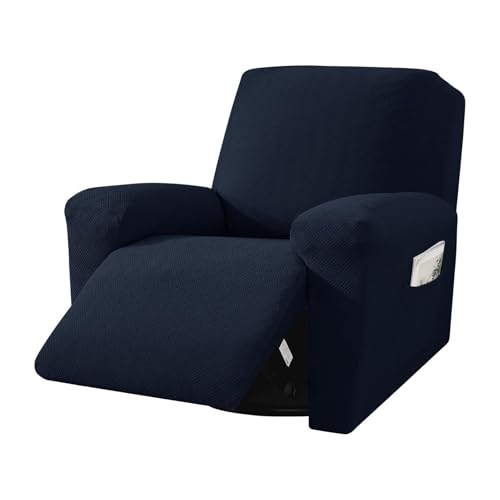 JHOMHF Elastischer Sofabezug, Jacquard, für Liegesessel, für 1-, 2-, 3-Sitzer, elastisch, universelle Passform (Marineblau, 1-Sitzer) von JHOMHF