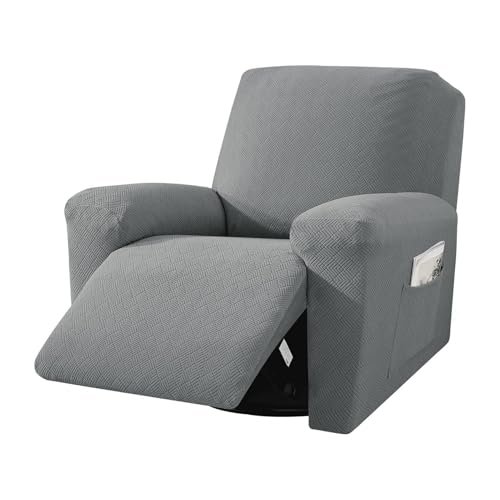 JHOMHF Elastischer Sofabezug, Jacquard, für Liegesofas, 1 / 2 / 3-Sitzer, elastisch, universelle Passform (Hellgrau, 1-Sitzer) von JHOMHF