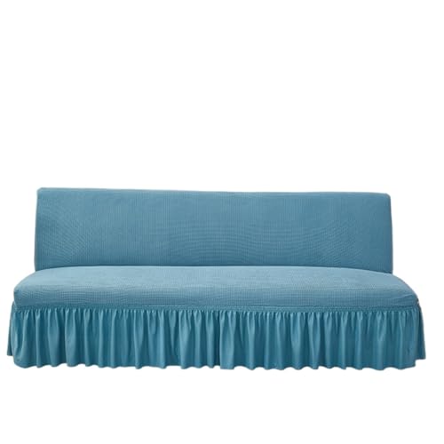 JHOMHF Futonbezug mit Rüschenrock verdickter weicher elastischer Sofarock for Sofas ohne Armlehnen Möbelschutz for Wohnzimmersofas(Blue,Small Size Length: 120-150cm) von JHOMHF
