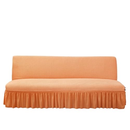 JHOMHF Futonbezug mit Rüschenrock verdickter weicher elastischer Sofarock for Sofas ohne Armlehnen Möbelschutz for Wohnzimmersofas(Orange,Small Size Length: 120-150cm) von JHOMHF