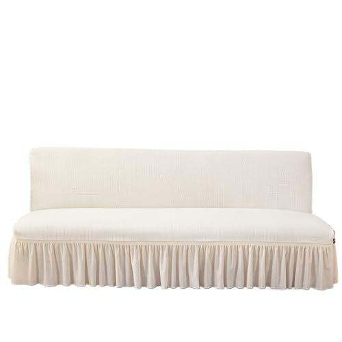 JHOMHF Futonbezug mit Rüschenrock verdickter weicher elastischer Sofarock for Sofas ohne Armlehnen Möbelschutz for Wohnzimmersofas(White,Medium Size Length: 160-190cm) von JHOMHF