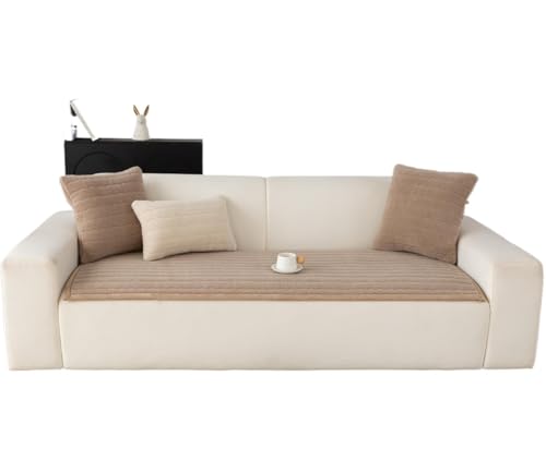 JHOMHF Gestreifter Flauschiger Sofabezug Dicker weicher Warmer und Rutschfester Möbelschutz for Haustiere maschinenwaschbar und tierhaarresistent(Coffee,20"x55") von JHOMHF