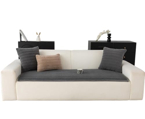 JHOMHF Gestreifter Flauschiger Sofabezug Dicker weicher Warmer und Rutschfester Möbelschutz for Haustiere maschinenwaschbar und tierhaarresistent(Dark Grey,22"x70") von JHOMHF