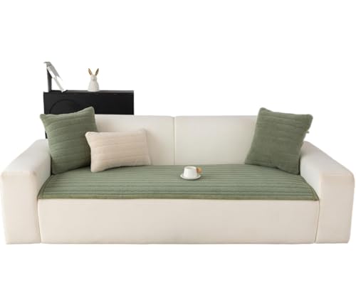 JHOMHF Gestreifter Flauschiger Sofabezug Dicker weicher Warmer und Rutschfester Möbelschutz for Haustiere maschinenwaschbar und tierhaarresistent(Sage Green,28"x70") von JHOMHF