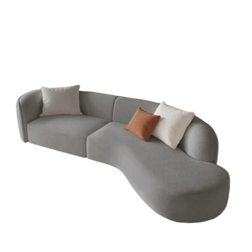 JHOMHF ​​Halbrunder Sofabezug aus Samt dehnbar gebogener Couchschutz for Anbausofas rutschfestes modernes Wolkendesign passend for die meisten gebogenen Sofas(Grey,1 seat [37-57 inch]) von JHOMHF